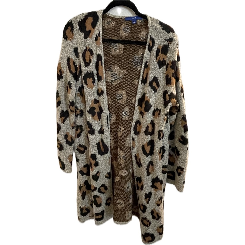 Apt. 9 Leopard Pattern Cardigan Sweater - Brown and Black